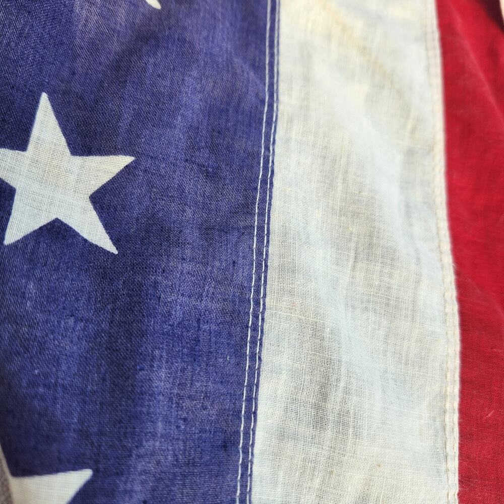 Vintage AMERICAN FLAG 48 stars 1940's 50's 3'x5' Cotton Mid-Century Americana